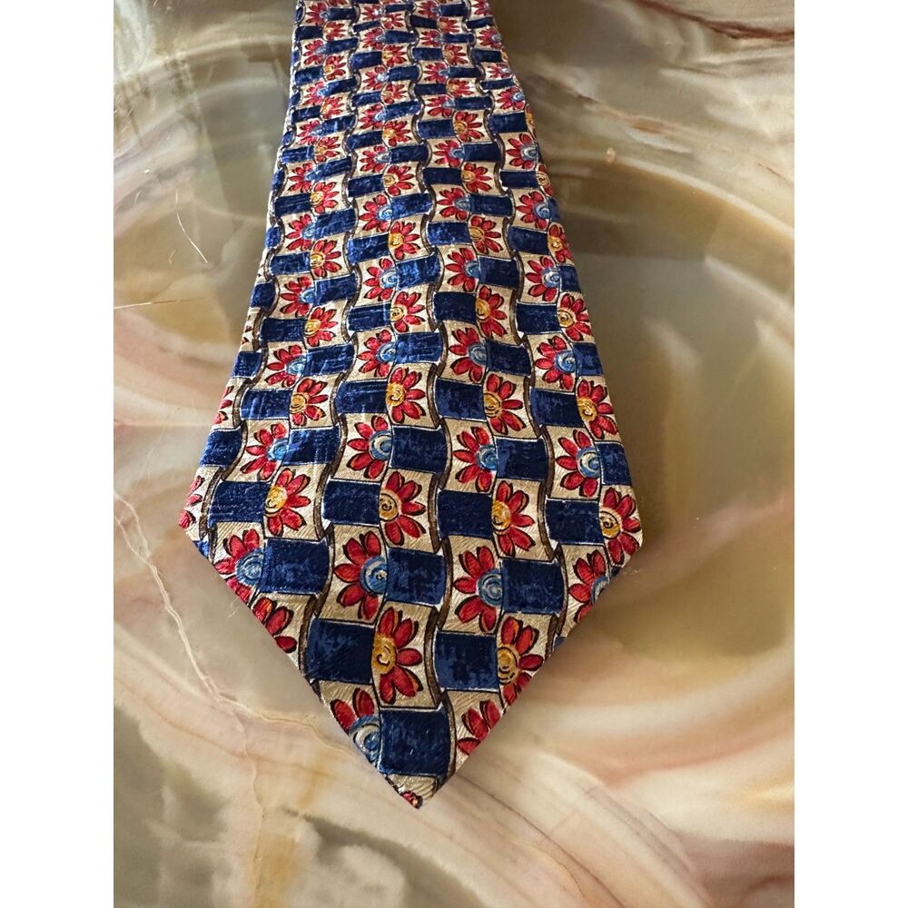 Ermenegildo Zegna "Disegno" 100% Silk Floral Geometric Tie
